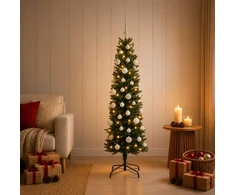Dirbtinė siaura kalėdinė eglutė su žaisliuku 120 cm 150 LED