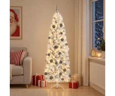Dirbtinė siaura kalėdinė eglutė su žaisliuku 210 cm 300 LED