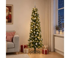 Dirbtinė siaura kalėdinė eglutė su žaisliuku 210 cm 300 LED