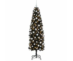 Dirbtinė siaura kalėdinė eglutė su žaisliuku 180 cm 300 LED