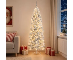 Dirbtinė siaura kalėdinė eglutė su žaisliuku 180 cm 300 LED