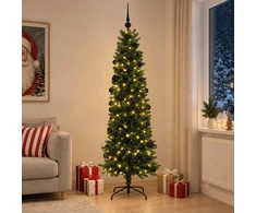 Dirbtinė siaura kalėdinė eglutė su žaisliuku 210 cm 300 LED