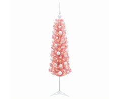 Dirbtinė siaura Kalėdų eglutė su žaisliukais 150 cm 150 LED