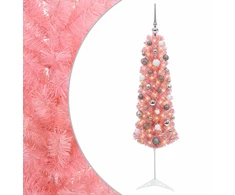 Dirbtinė siaura kalėdinė eglutė su žaisliuku 120 cm 150 LED