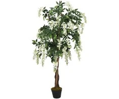 Dirbtinė visterija, žalios ir baltos spalvos, 120cm, 840 lapų