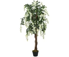 Dirbtinė visterija, žalios ir baltos spalvos, 120cm, 840 lapų