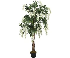 Dirbtinė visterija, žalios ir baltos spalvos, 150cm, 840 lapų