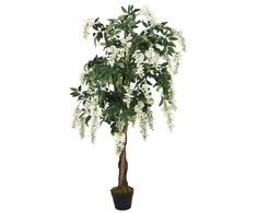 Dirbtinė visterija, žalios ir baltos spalvos, 180cm, 1260 lapų