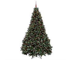 Dirbtinė žalia Kalėdų eglutė su žaisliukais 300 cm 600 LED