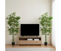 Dirbtinis bambuko medis 2 pcs Žalia 45 x 18 x 175 cm