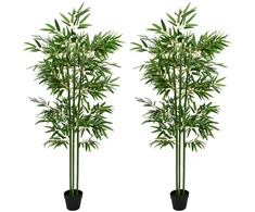 Dirbtinis bambuko medis 2 pcs Žalia 45 x 18 x 175 cm