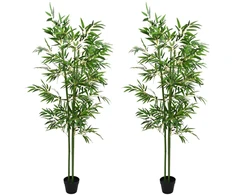 Dirbtinis bambuko medis 2 pcs Žalia 60 x 18 x 190 cm