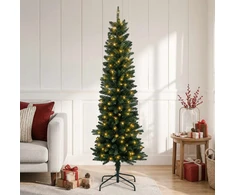 Dirbtinis lieknas Kalėdų medis 120 cm 150 LED Šilta balta PVC