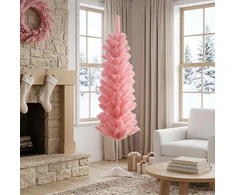 Dirbtinis lieknas Kalėdų medis 120 cm PVC ir Plienas Rožinė