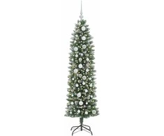 Dirbtinis lieknas Kalėdų medis Žalia ir balta 150 cm