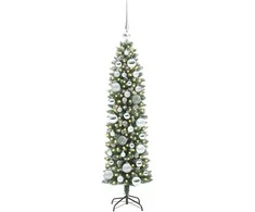 Dirbtinis lieknas Kalėdų medis su 150 LED Žalia ir balta 120 cm