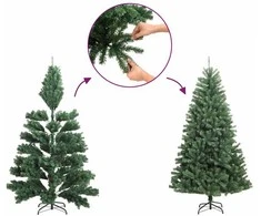 Dirbtinis lieknas Kalėdų medis su 300 LED Žalia ir balta 210 cm
