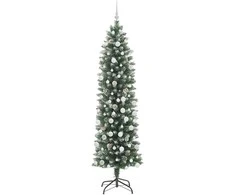 Dirbtinis lieknas Kalėdų medis su 300 LED Žalia ir balta 210 cm
