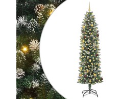 Dirbtinis lieknas Kalėdų medis su 300 LED s stovu Žalia 240 cm