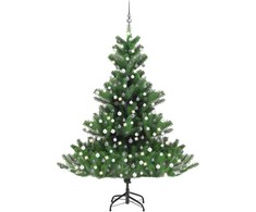 Dirbtinis normandiškas kėnis su LED/žaisliukais, žalias, 210cm