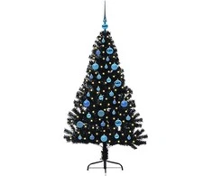 Dirbtinis prieššventinis eglutė su šviesomis Juoda 150 cm PVC