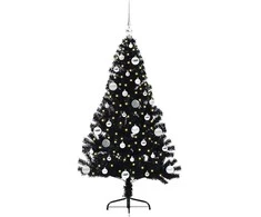 Dirbtinis prieššventinis eglutė su šviesomis Juoda 150 cm PVC