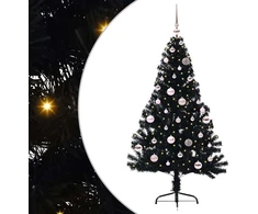 Dirbtinis prieššventinis eglutė su šviesomis Juoda 150 cm PVC