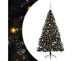 Dirbtinis prieššventinis eglutė su šviesomis Juoda 210 cm PVC