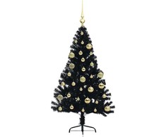 Dirbtinis prieššventinis eglutė su šviesomis Juoda 120 cm PVC