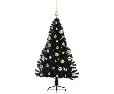 Dirbtinis prieššventinis eglutė su šviesomis Juoda 120 cm PVC