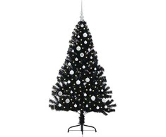 Dirbtinis prieššventinis eglutė su šviesomis Juoda 150 cm PVC