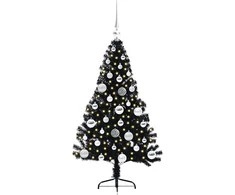 Dirbtinis prieššventinis eglutė su šviesomis Juoda 120 cm PVC