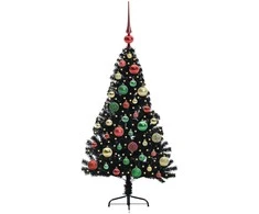 Dirbtinis prieššventinis eglutė su šviesomis Juoda 120 cm PVC