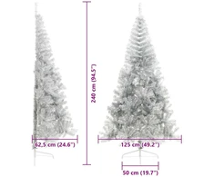 Dirbtinis prieššventinis eglutė su šviesomis Sidabro 240 cm PET