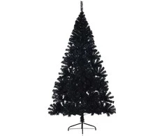 Dirbtinis prieššventinis eglutė su šviesomis Juoda 180 cm PVC