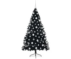 Dirbtinis prieššventinis eglutė su šviesomis Juoda 180 cm PVC