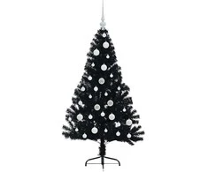 Dirbtinis prieššventinis eglutė su šviesomis Juoda 120 cm PVC