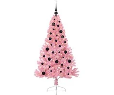 Dirbtinis prieššventinis eglutė su šviesomis Rožinė 150 cm PVC