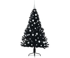 Dirbtinis prieššventinis eglutė su šviesomis Juoda 150 cm PVC