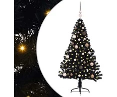 Dirbtinis prieššventinis eglutė su šviesomis Juoda 150 cm PVC