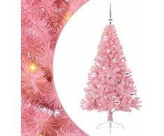Dirbtinis prieššventinis eglutė su šviesomis Rožinė 150 cm PVC
