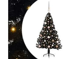 Dirbtinis prieššventinis eglutė su šviesomis Juoda 120 cm PVC