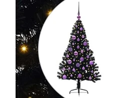 Dirbtinis prieššventinis eglutė su šviesomis Juoda 120 cm PVC