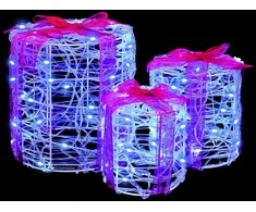 Dovanos Dėžutės Dekoracija 3 vnt. 60 LED Mėlyna 20 x 20 x 21 cm