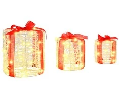 Dovanos Dėžutės Dekoracija 3 pcs Šilta balta 20 x 20 x 21 cm