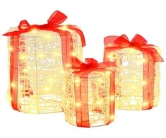 Dovanos Dėžutės Dekoracija 3 pcs Šilta balta 20 x 20 x 21 cm