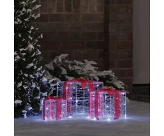 Dovanų Dėžė 3 vnt. 60 LED Šalta balta 20 x 20 x 20 cm Akrilas