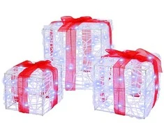 Dovanų Dėžė su 60 LED 3 pcs Šalta balta 20 x 20 x 20 cm Akrilas