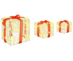 Dovanų Dėžė su 60 LED 3 pcs Šilta balta 20 x 20 x 20 cm Akrilas