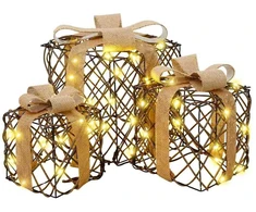 Apšviesta Kalėdinė Dovana 3 vnt. 150 LED Šilta balta